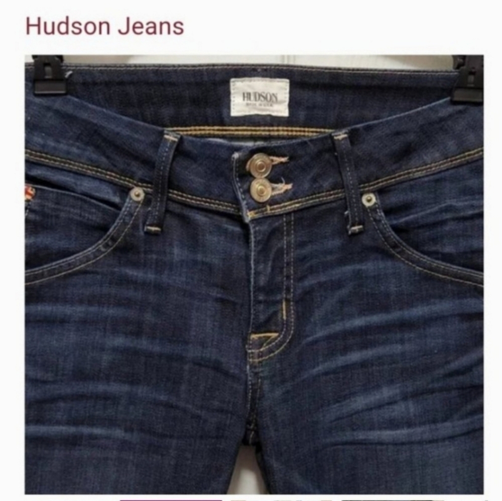 Hudson Signature Bootcut Low-rise Dark Wash Double button Womens SZ 27 EUC - Picture 6 of 7